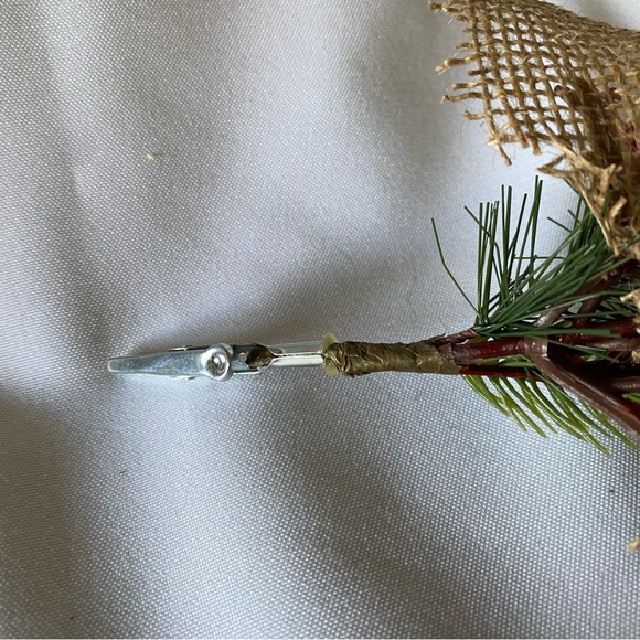 Lot of 5 9” Traditional Berry and Burlap Pine Picks with end Clip Beautiful - Picture 3 of 10